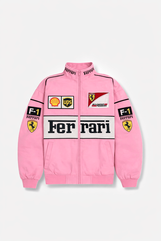 Ferrari F1 Vintage Racing Jacket – Pink Cotton Edition