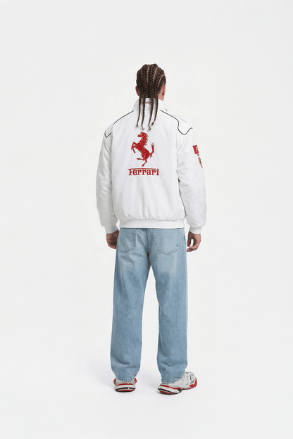 Ferrari F1 Vintage Racing Jacket – Weiße Edition