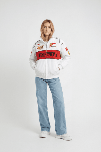 Ferrari F1 Vintage Racing Jacket – Weiße Edition