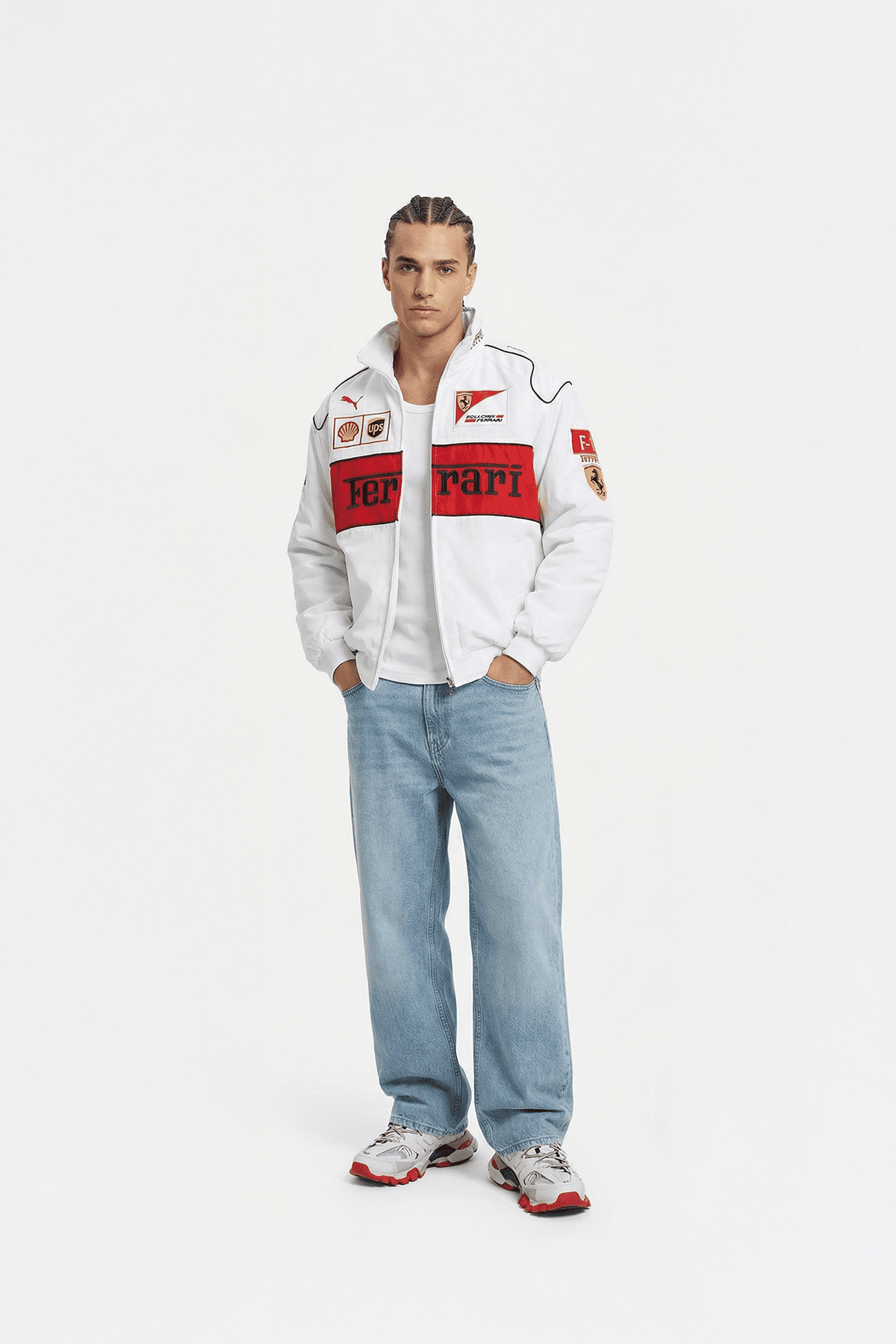 Ferrari F1 Vintage Racing Jacket – Weiße Edition
