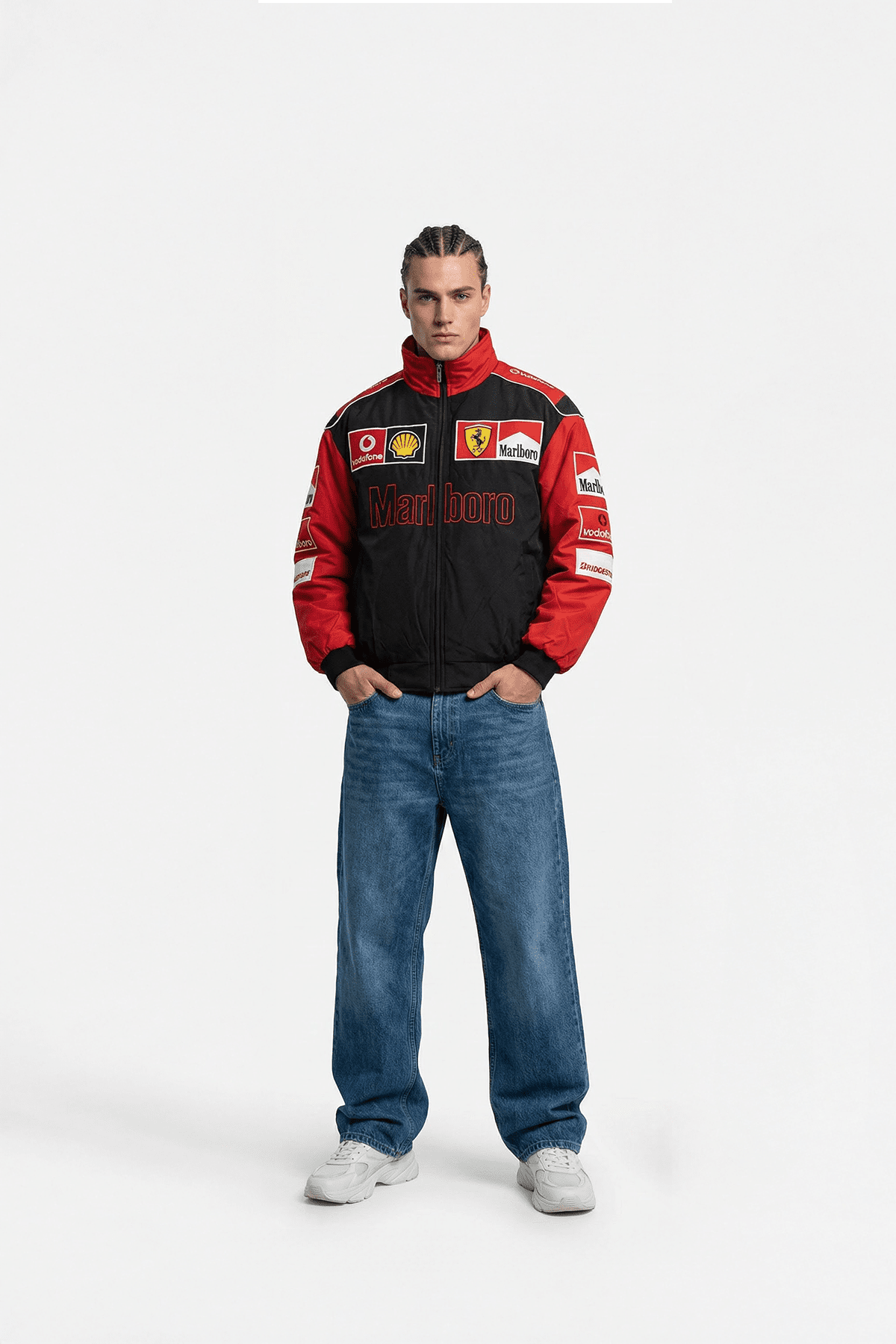 Ferrari F1 Vintage Rennjacke – Weiß & Rot Edition