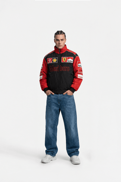 Ferrari F1 Vintage Rennjacke – Weiß & Rot Edition