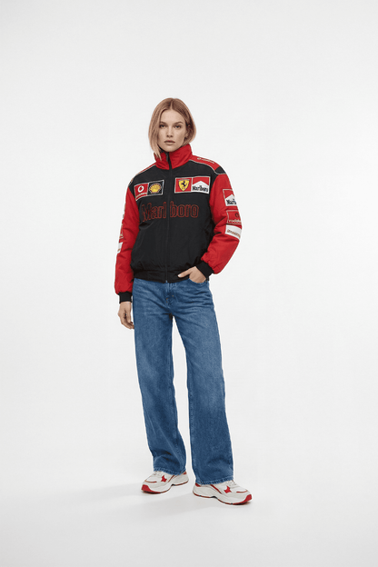 Ferrari F1 Vintage Rennjacke – Weiß & Rot Edition