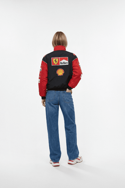 Ferrari F1 Vintage Rennjacke – Weiß & Rot Edition
