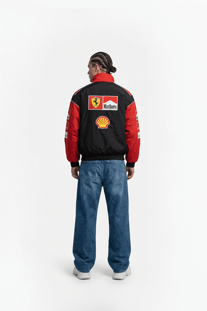 Ferrari F1 Vintage Rennjacke – Weiß & Rot Edition