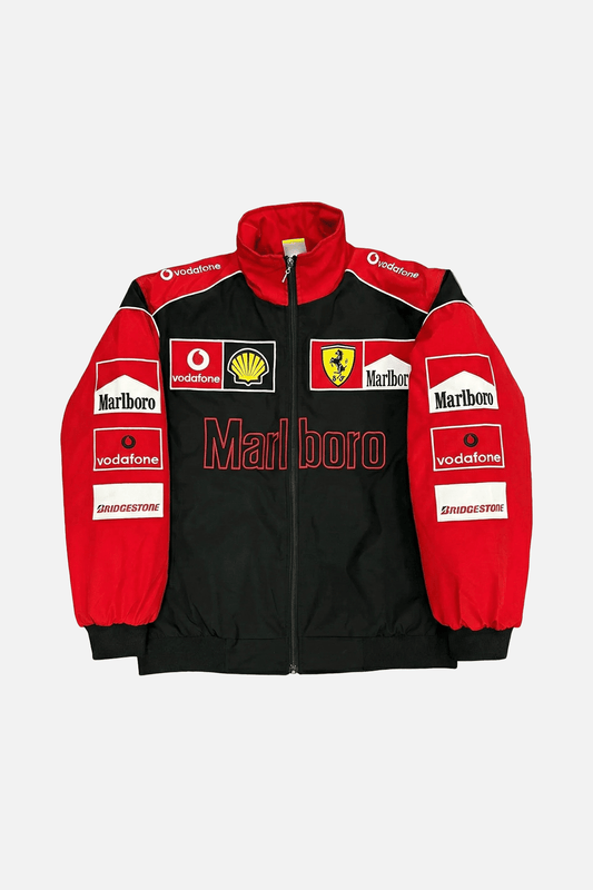 Ferrari F1 Vintage Rennjacke – Weiß & Rot Edition