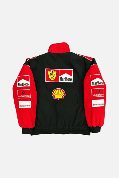 Ferrari F1 Vintage Rennjacke – Weiß & Rot Edition