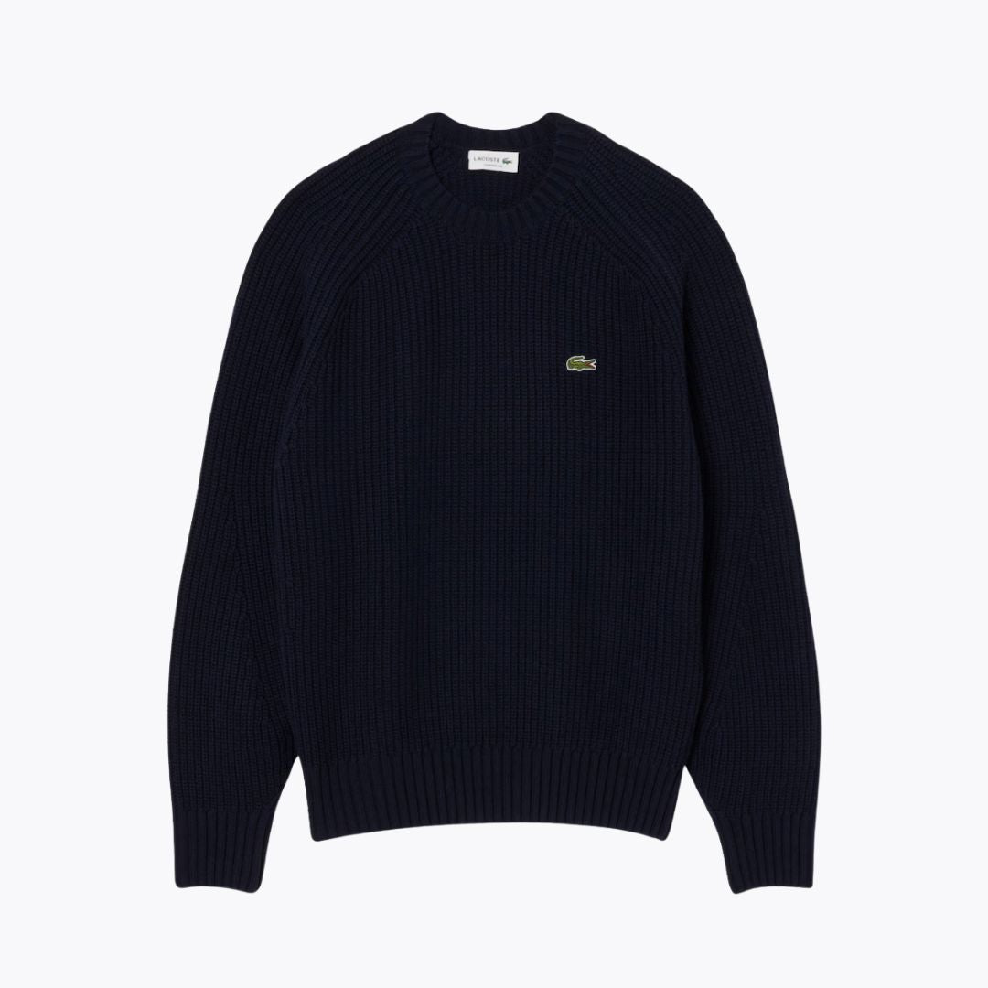 LC Camisola de Lã Cardada Grossa de Gola Redonda