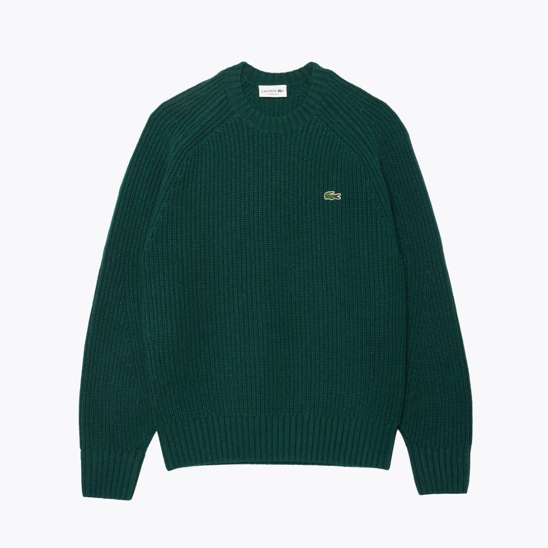 LC Camisola de Lã Cardada Grossa de Gola Redonda