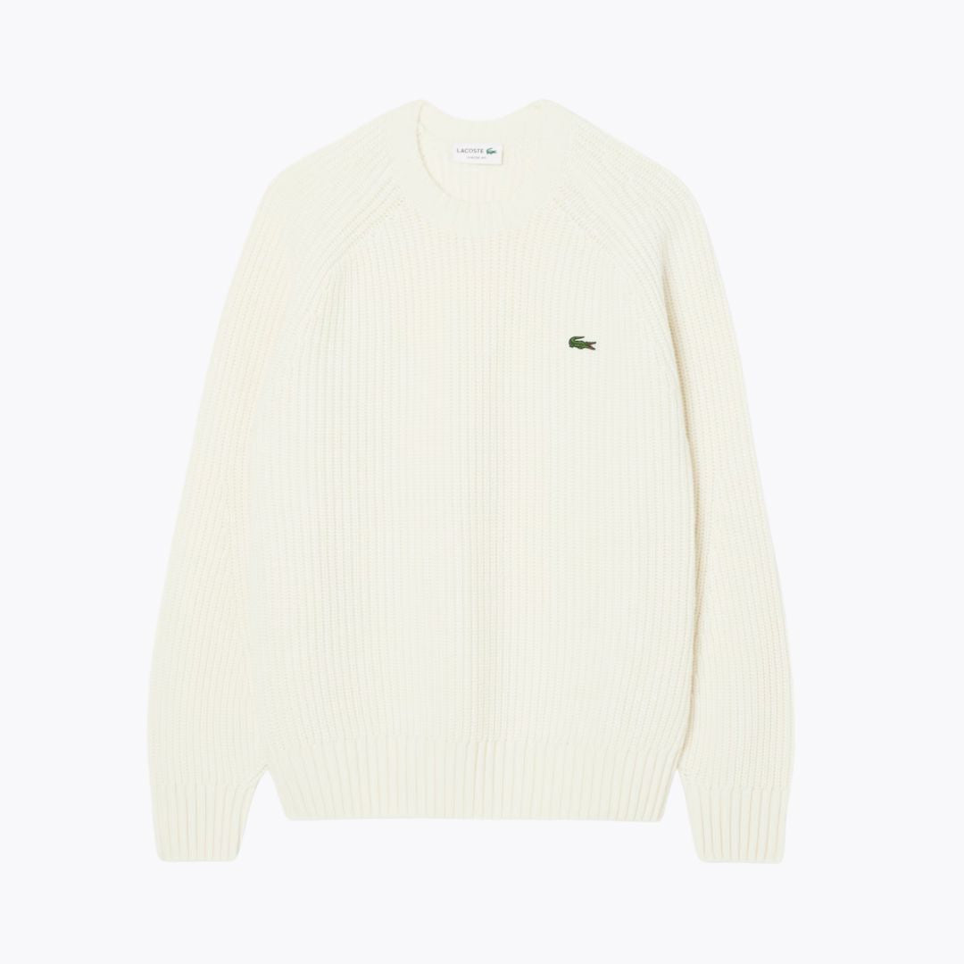 LC Camisola de Lã Cardada Grossa de Gola Redonda