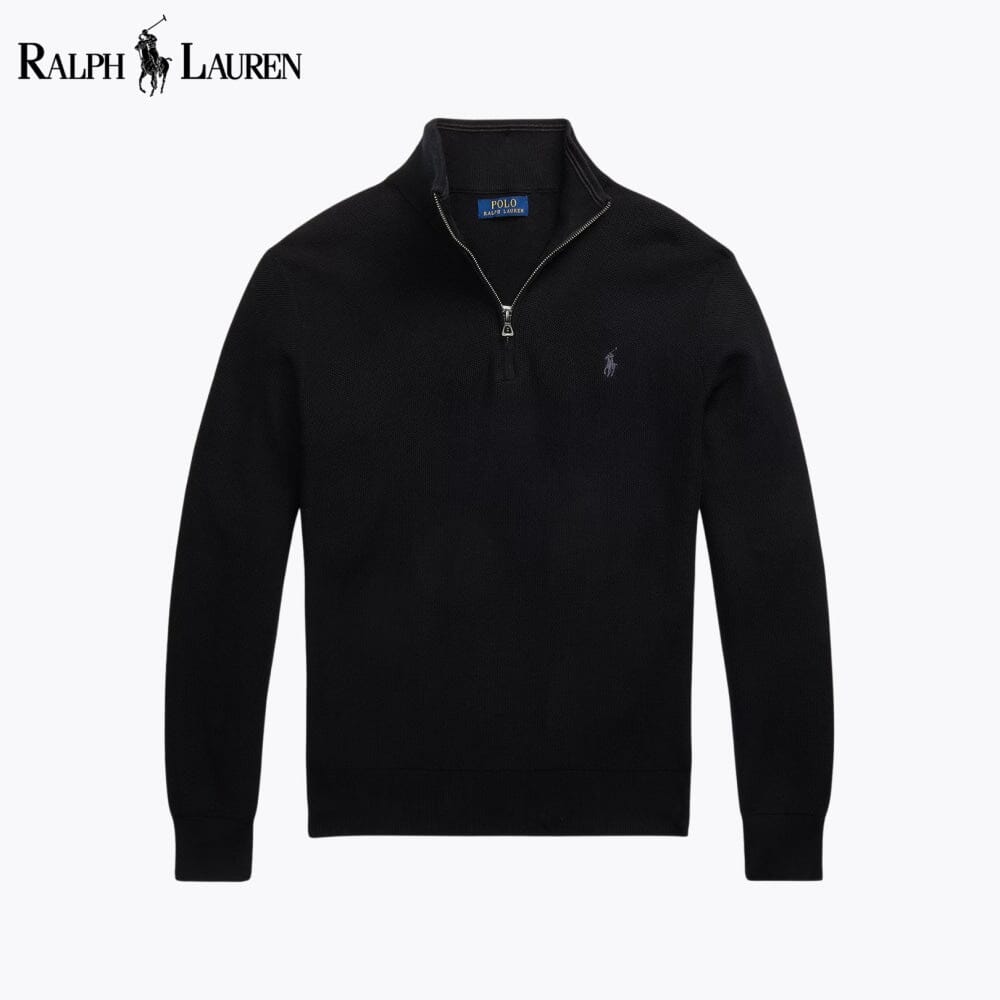 RL Malha-Canelada de Algodão, Camisola com Fecho Curto