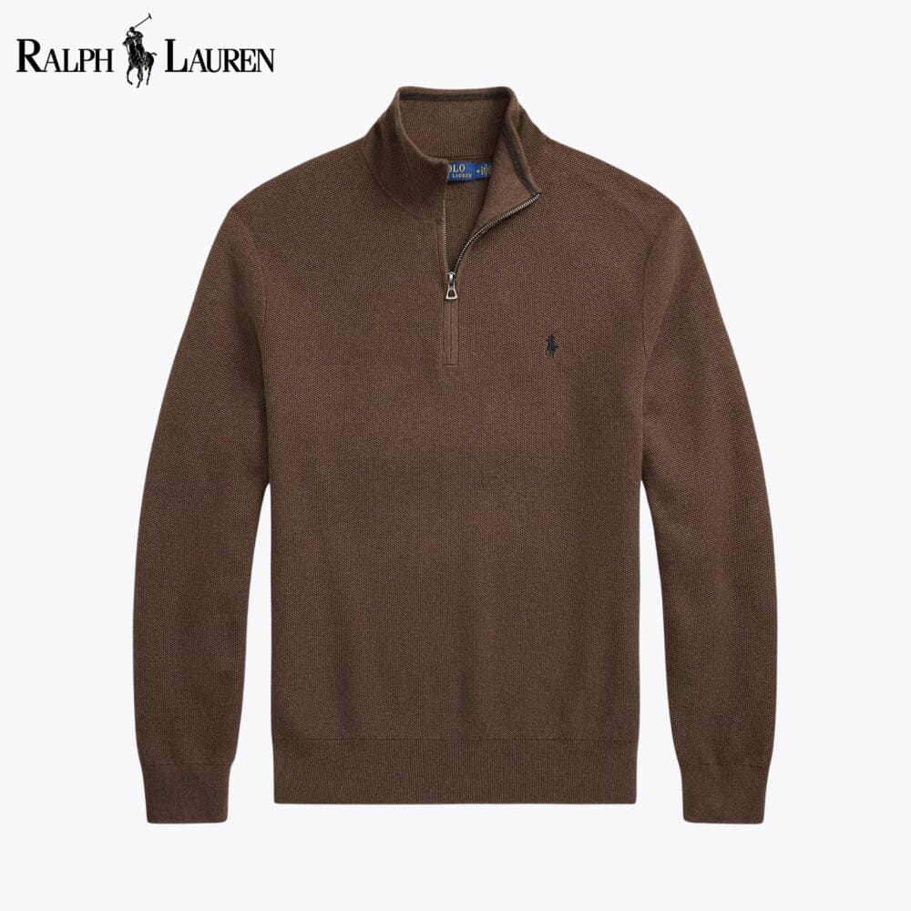 RL Malha-Canelada de Algodão, Camisola com Fecho Curto