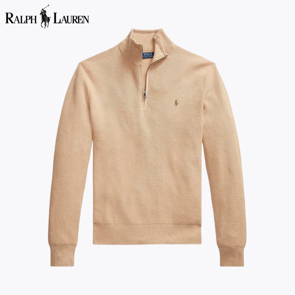 RL Malha-Canelada de Algodão, Camisola com Fecho Curto