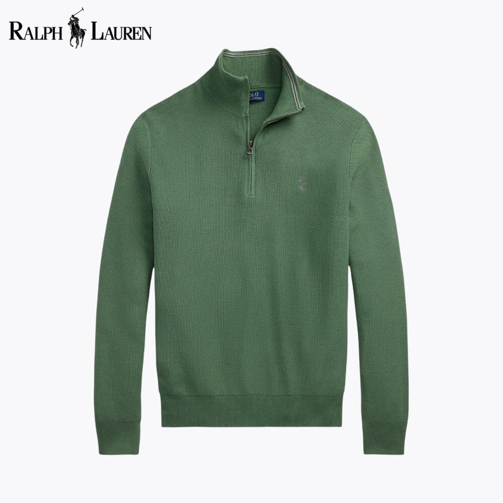 RL Malha-Canelada de Algodão, Camisola com Fecho Curto
