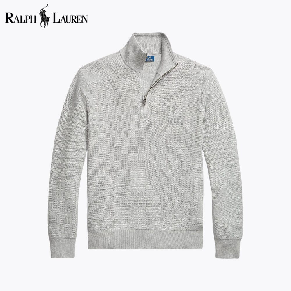 RL Malha-Canelada de Algodão, Camisola com Fecho Curto