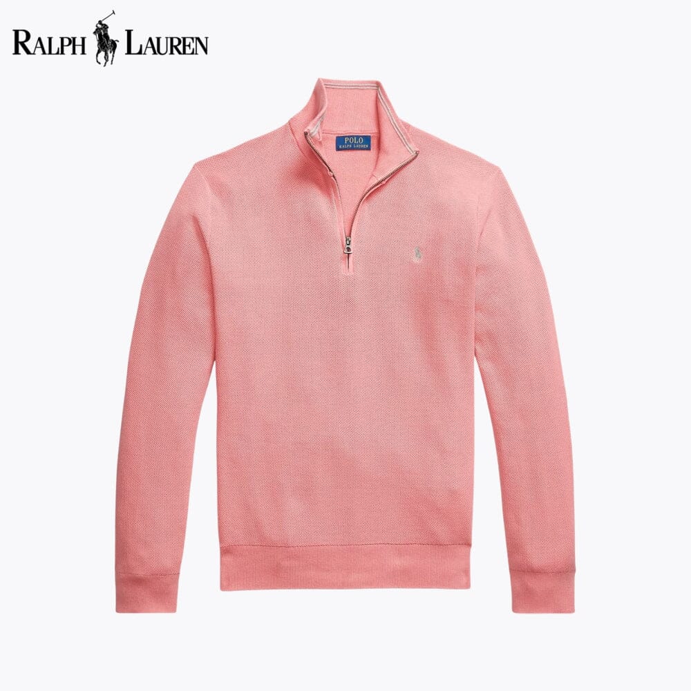 RL Malha-Canelada de Algodão, Camisola com Fecho Curto