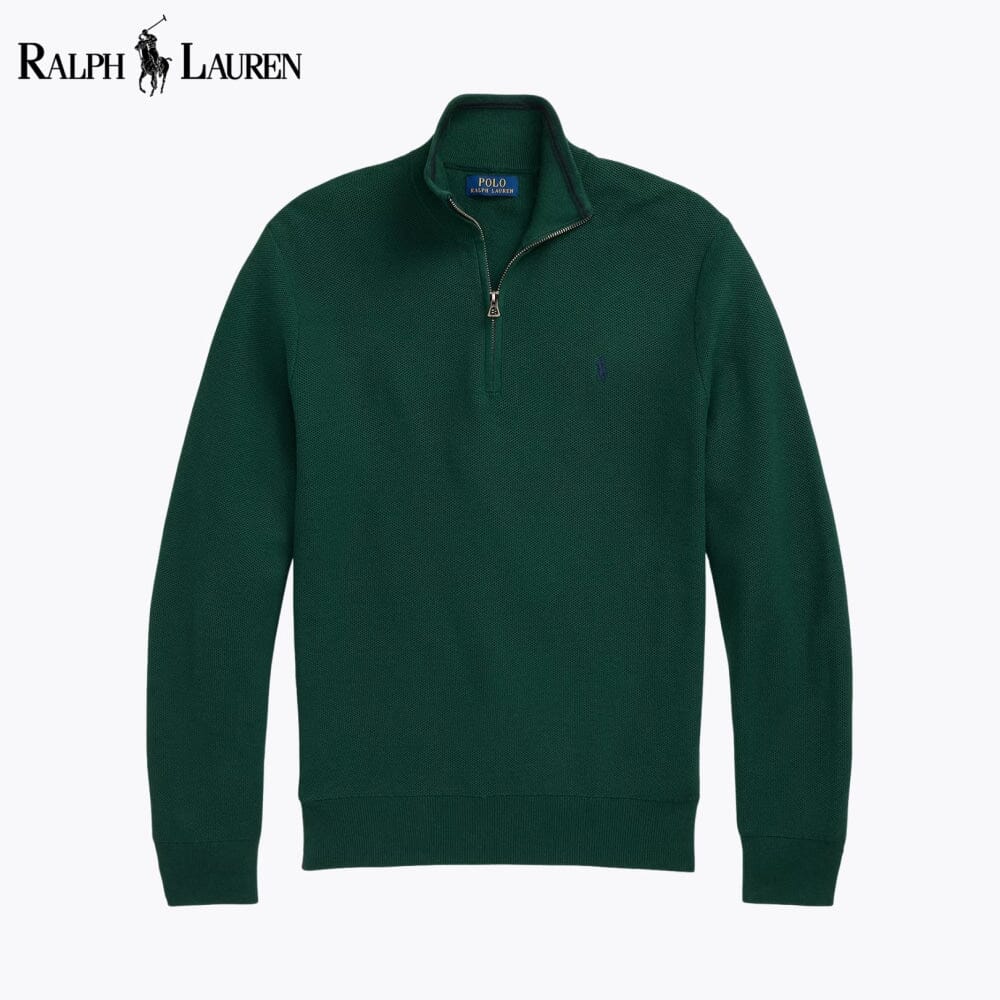 RL Malha-Canelada de Algodão, Camisola com Fecho Curto