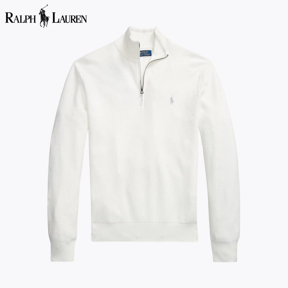 RL Malha-Canelada de Algodão, Camisola com Fecho Curto