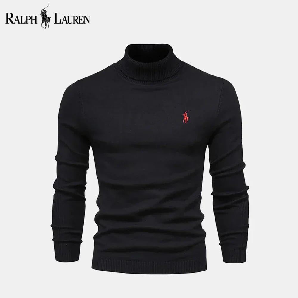 RL Camisola de malha de lã com gola alta e tranças