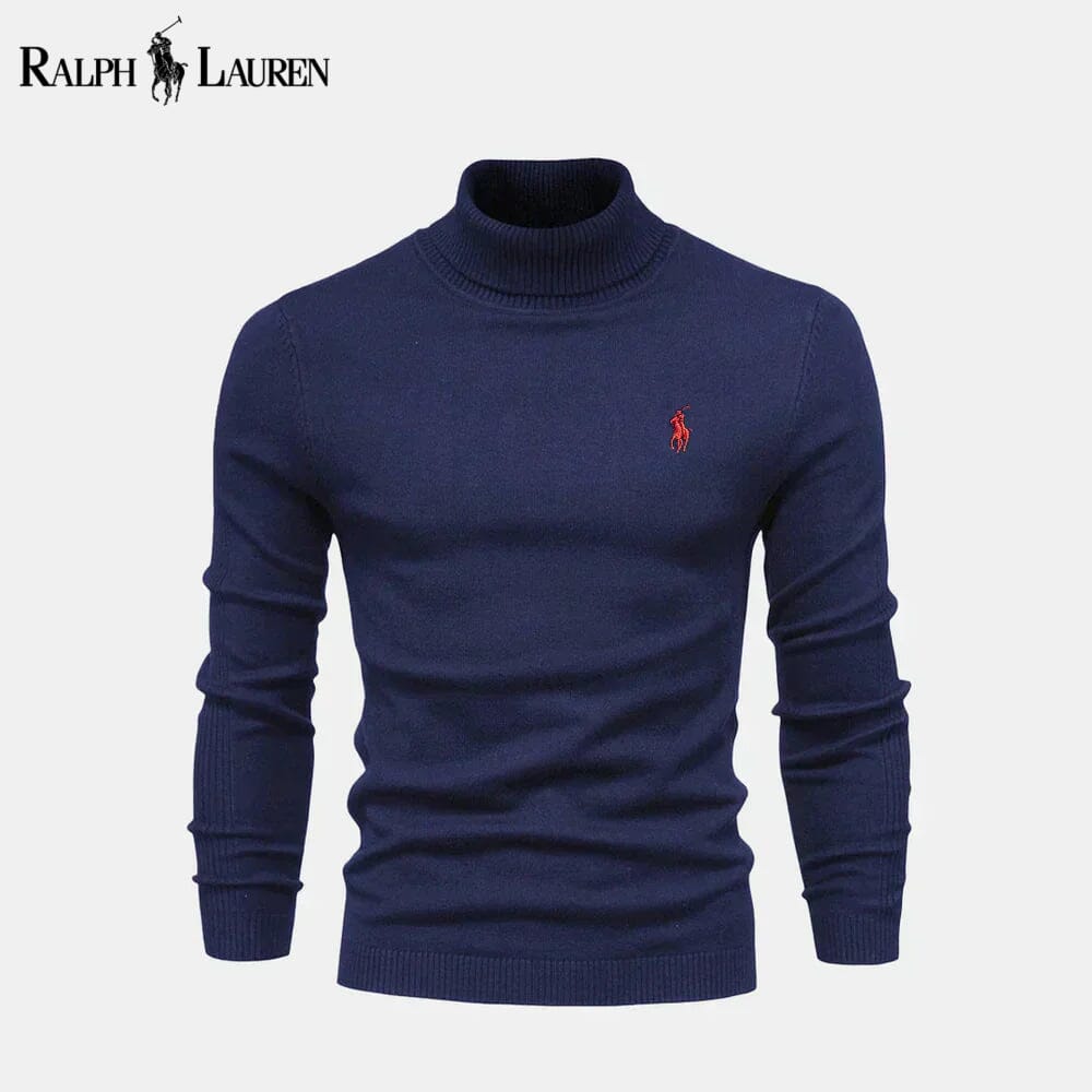 RL Camisola de malha de lã com gola alta e tranças