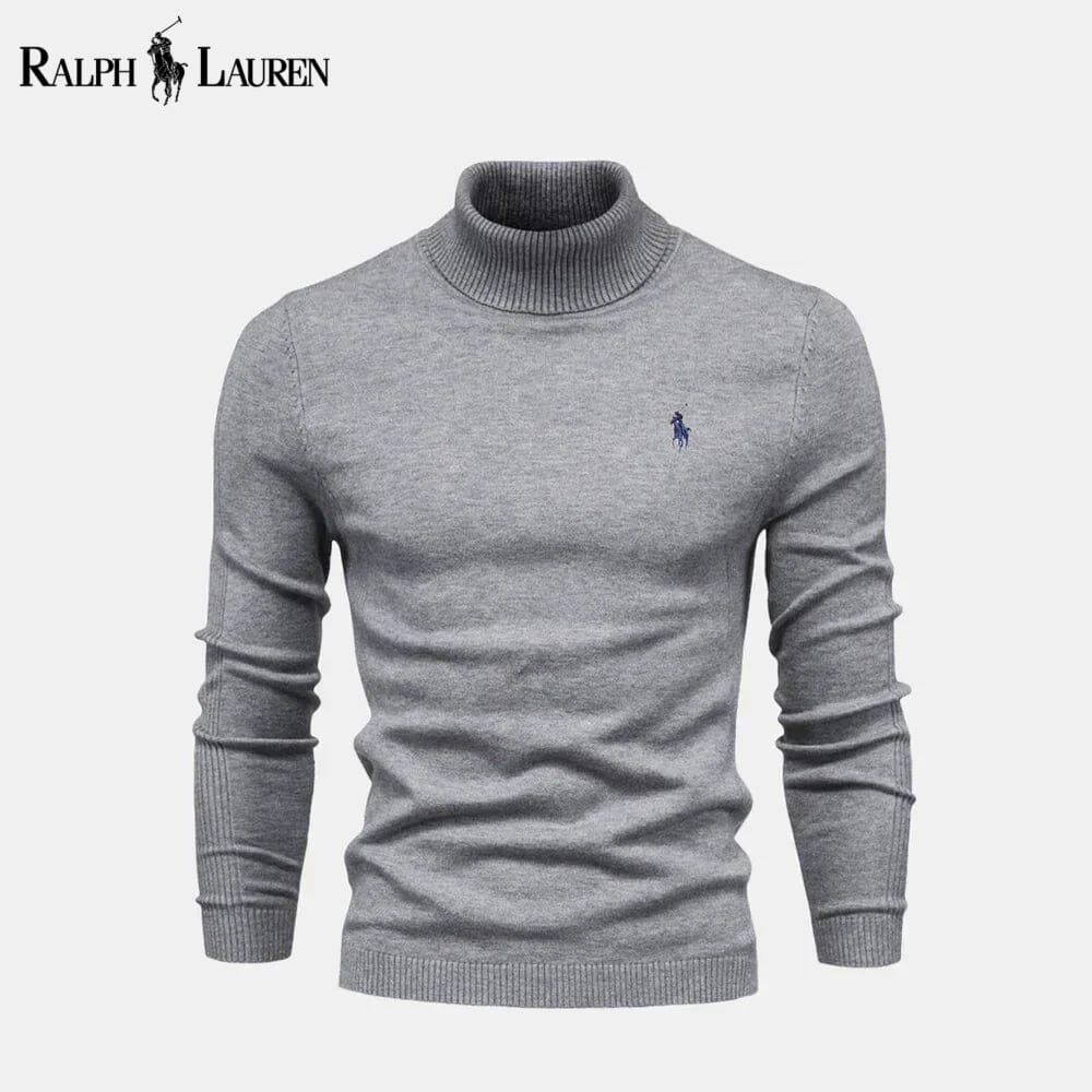 RL Camisola de malha de lã com gola alta e tranças