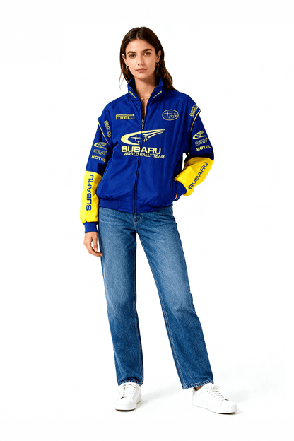 Subaru Rally Vintage Rennjacke – Blaue Edition